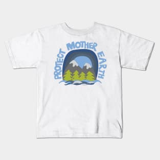 Protect Mother Earth Illustrated Mountain Climate Change Ambassador Kids T-Shirt